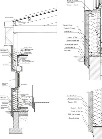 Coupe principale extérieure façade bâtiment sain