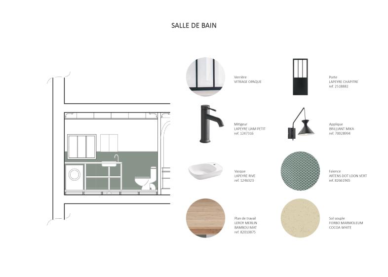 Propositions de matériaux et éléments de mobiliers - Salle de Bain