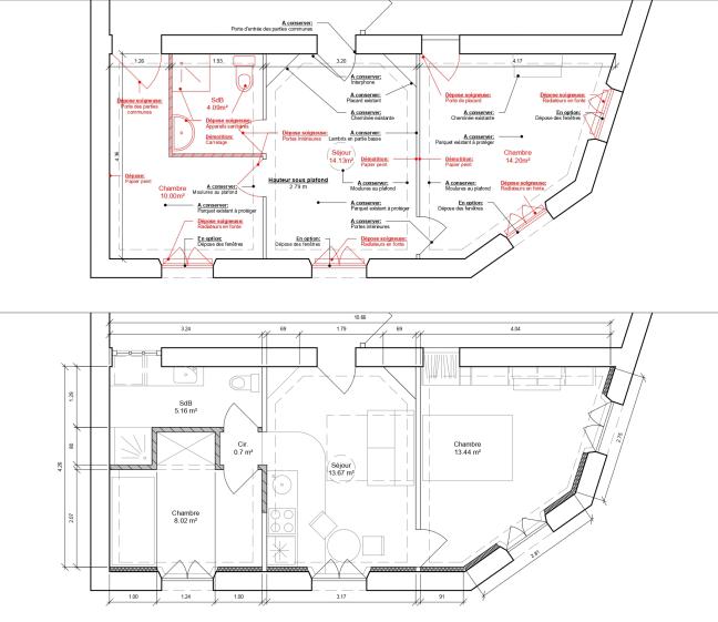 Plans de démolition et de projet