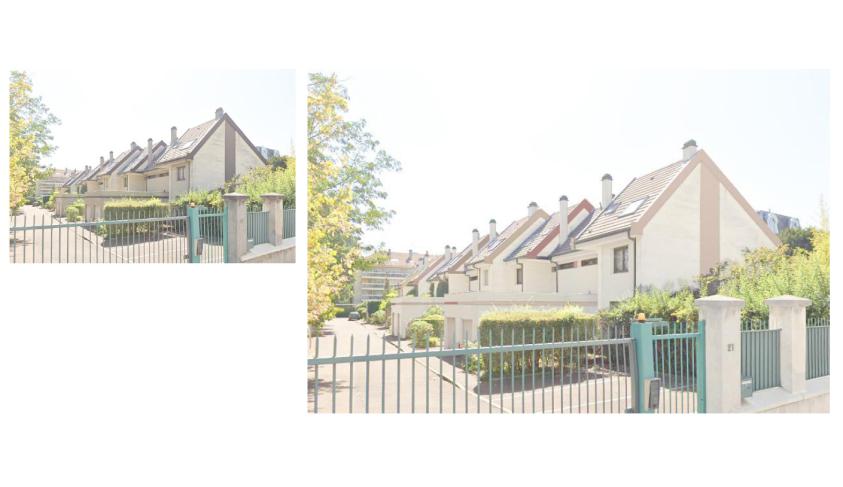 Vue depuis la rue (état existant à gauche, état projeté à droite)