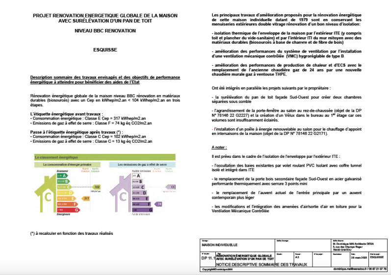 NOTICE DESCRIPTIVE SOMMAIRE DES TRAVAUX