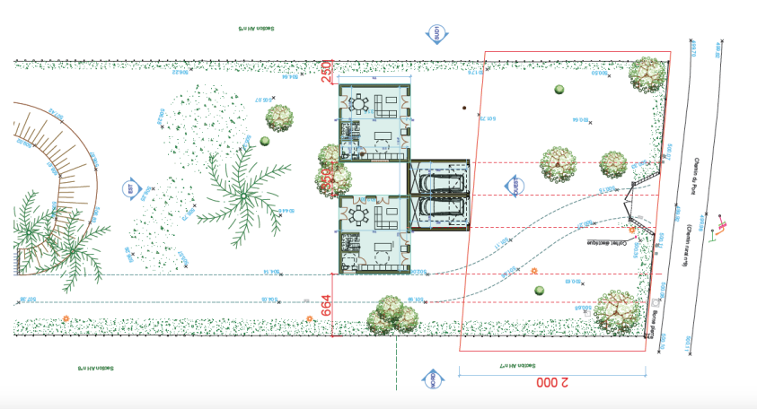 PLAN MASSE / VERSION D'IMPLANTATION AVEC EMPRISES AU SOL / SURFACES DE PLANCHER 