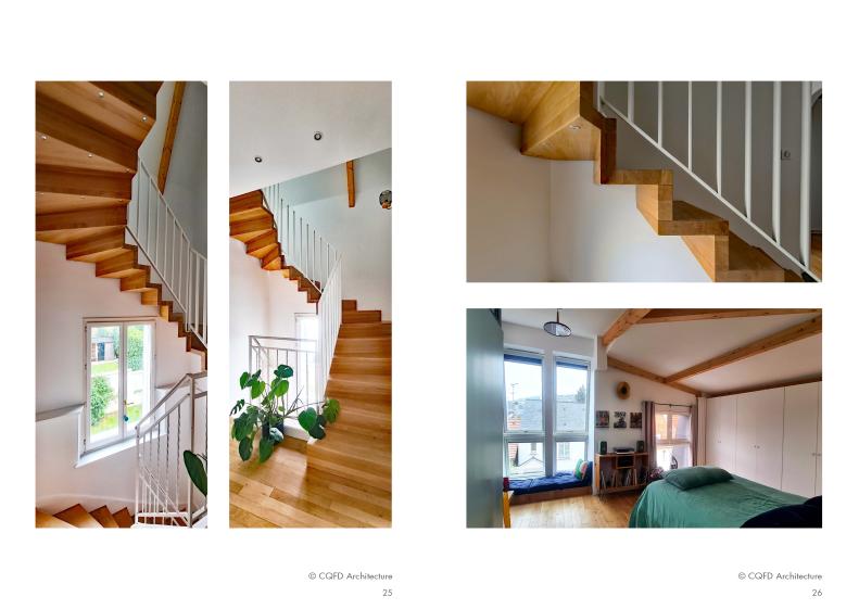 Surélévation et modification forme du toit - Escalier et connexion des niveaux