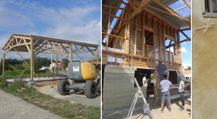 Montage du hangar agricole et chantier participatif chaux chanvre
