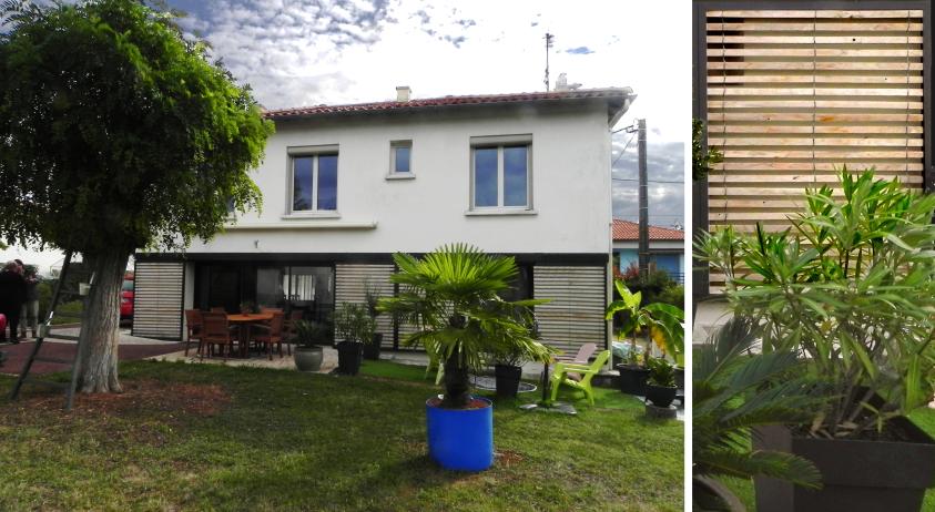 La façade côté jardin n'est modifiée qu'en rez-de-chaussée avec deux baies vitré