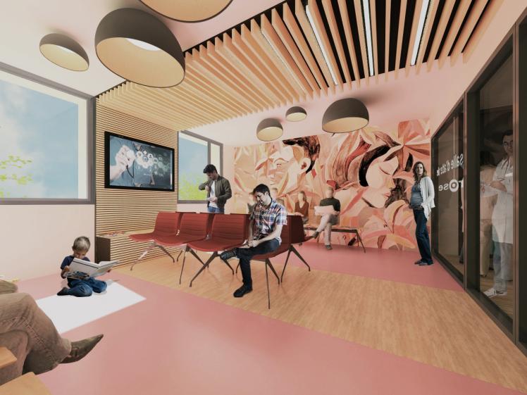 Aménagement d'un espace d'attente fermé au coeur d'un bâtiment de consultation m