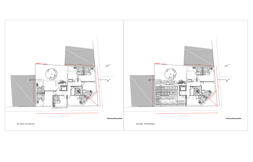 Plans niveaux étage courant et serre-terrasse