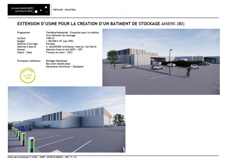 Extension d'usine pour la création d'un bâtiment de stockage