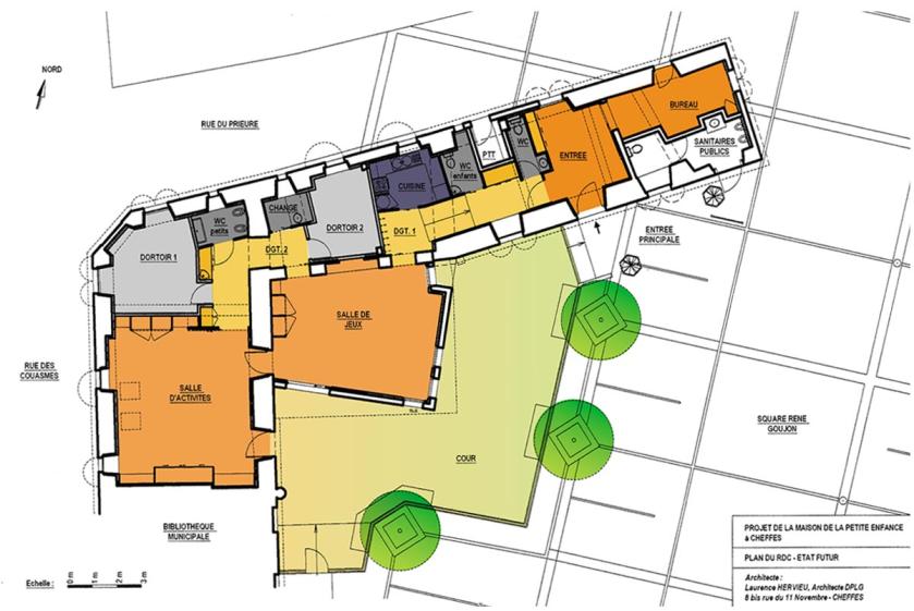 Plan de projet, les fenêtres sont alignées pour retrouver des vue traversantes a