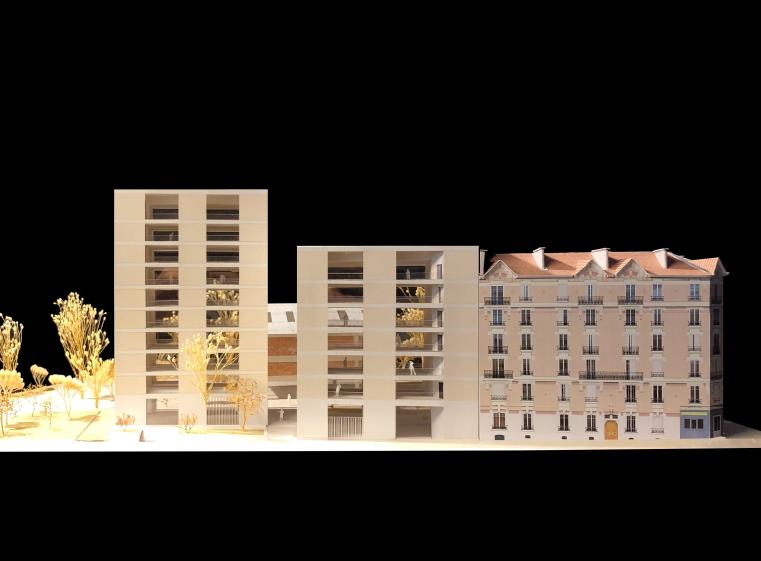 Maquette - vue depuis la Seine - Maquette : Architectures Raphaël Gabrion