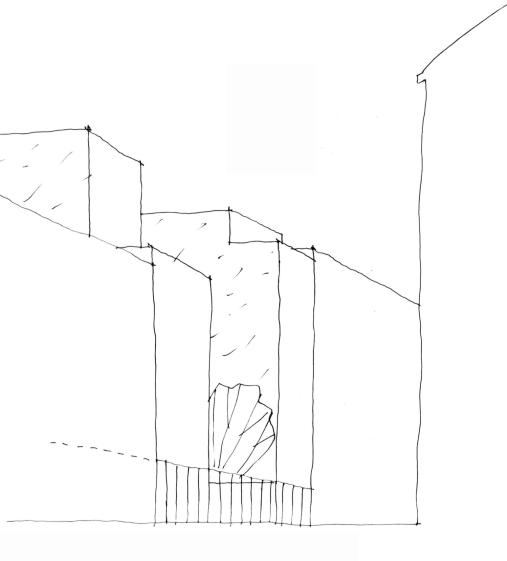 Croquis depuis le passage Driancourt - Architectures Raphaël Gabrion