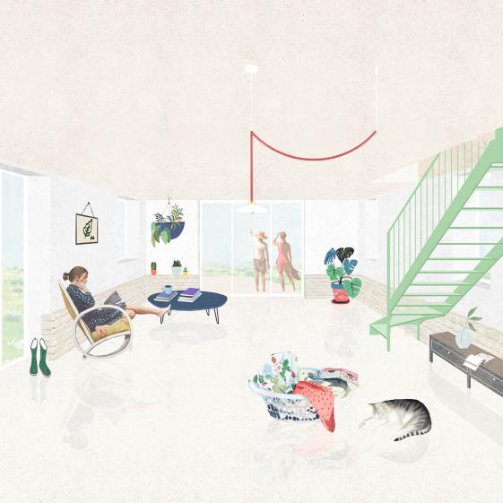 Collage avec vue sur l'intérieur du séchoir