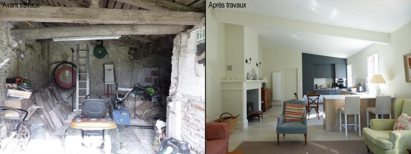 Garage avant-séjour après