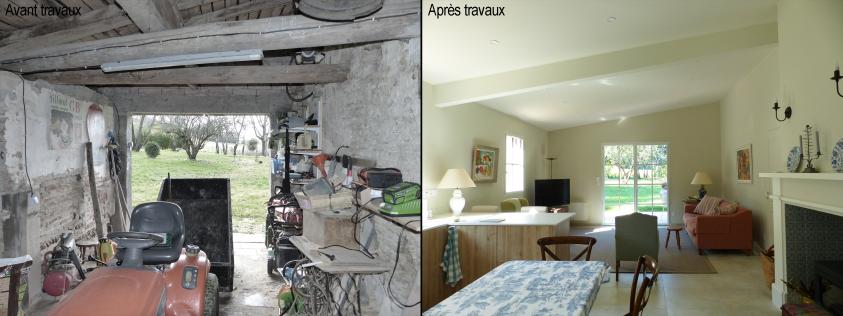 Garage avant-séjour après
