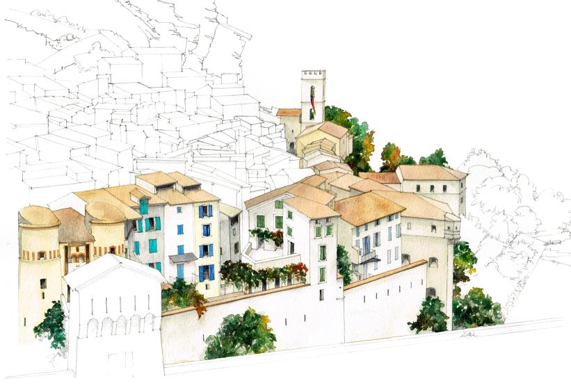 vue du projet, aquarelle d'Eliette Karche