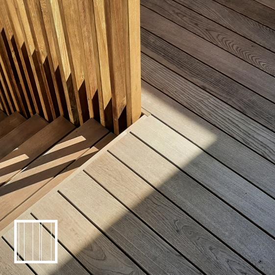 platelage thermofrêne de la terrasse et claustra