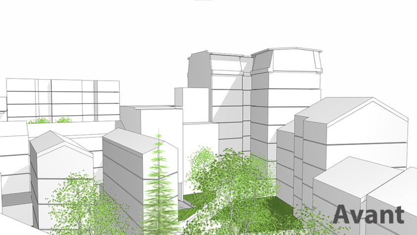 Perspective coeur d'ilot avant travaux