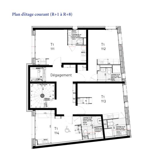 La Chapelle //  Plan d’étage courant, proposer plusieurs manières d’Habiter un même espace minimum