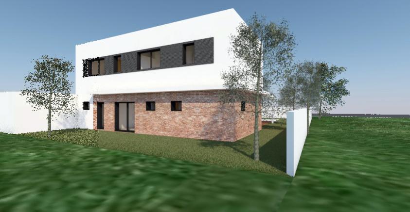 Construction d'une maison contemporaine par l'atelier S , architecte basé à Toulouse : vue de l'arrière de la  maison 
