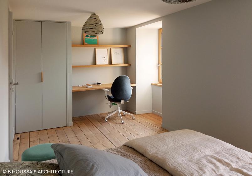Espace bureau-dressing sur mesure dans les chambres