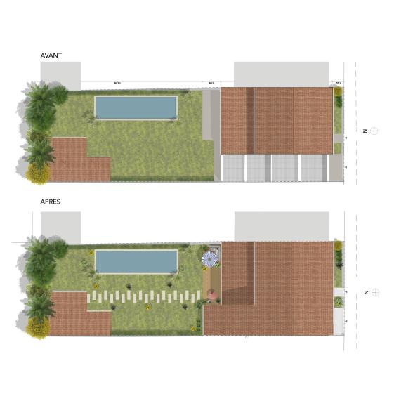 plan masse avant / après de la nouvelle extension