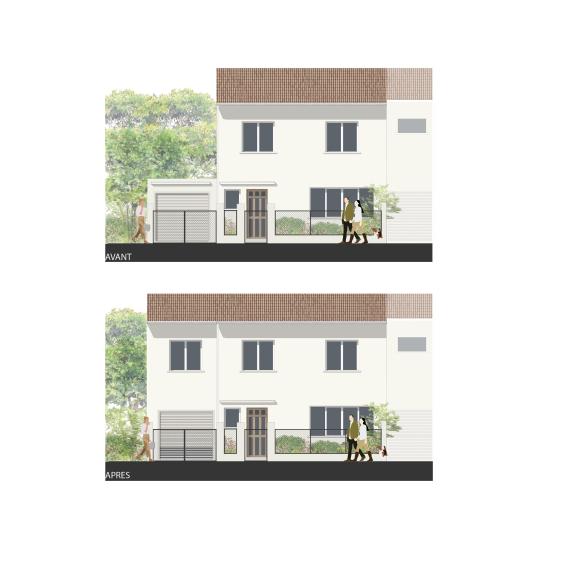 facades sur rue avant/ après de la nouvelle extension