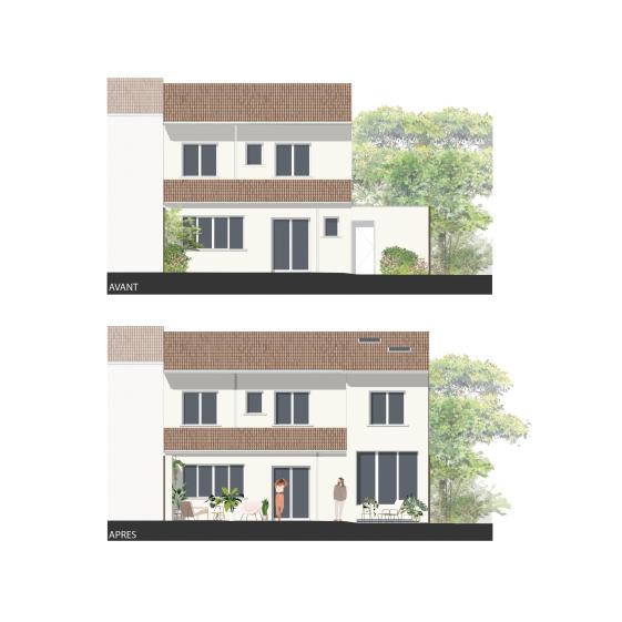 facades avant/ après de la nouvelle extension