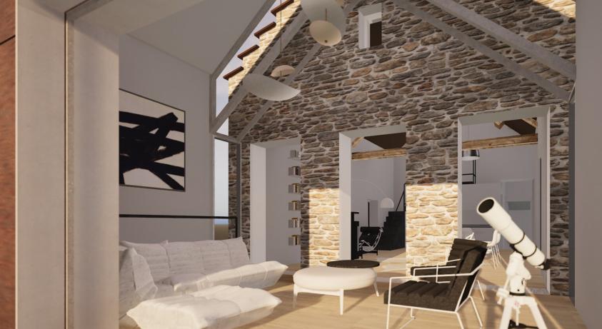 Vue vers l'intérieur de l'extension