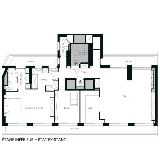 Plan existant - étage inférieur