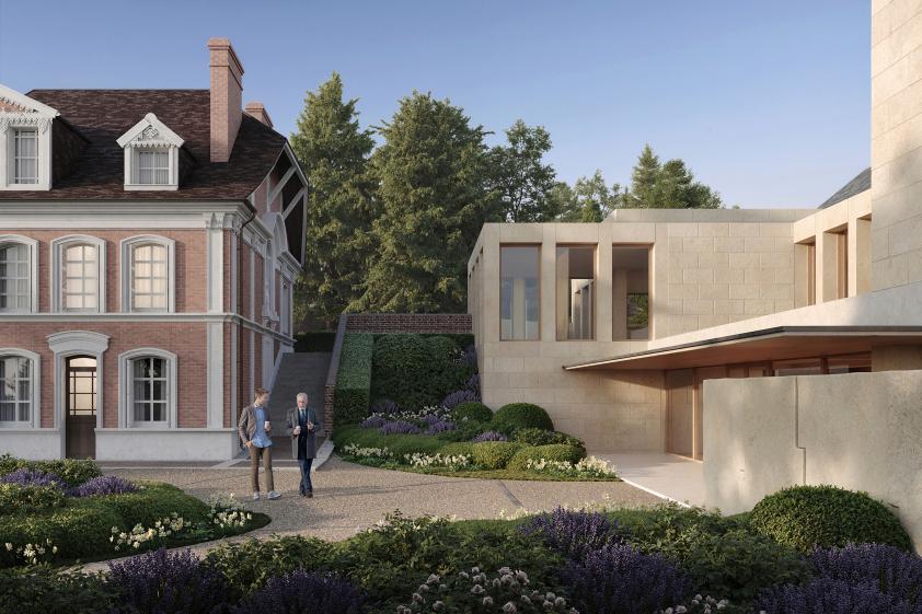 Vue de l'extension et du bâtiment existant