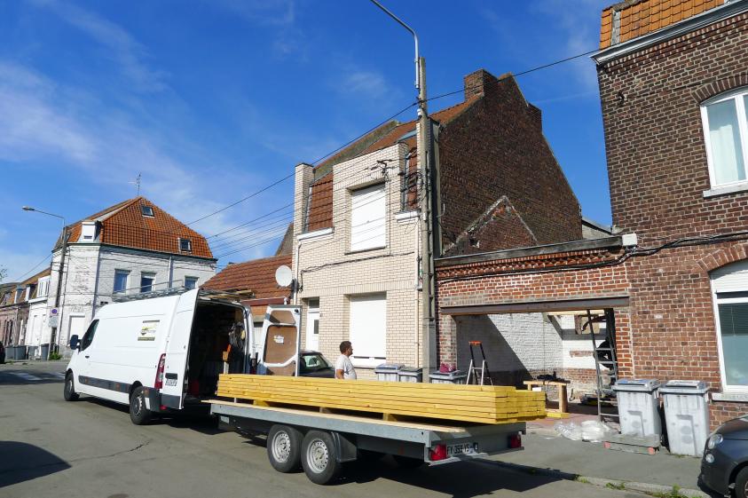 Chantier - Toiture et charpente de l'existant déposées 