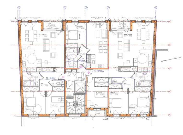 Plan des appartement à l'étage