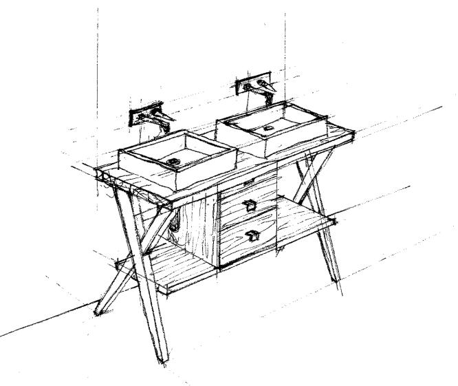 Croquis meuble de salle de bain
