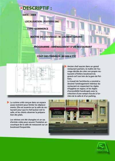 AMENAGEMENT D'UN RESTAURANT A POITIERS