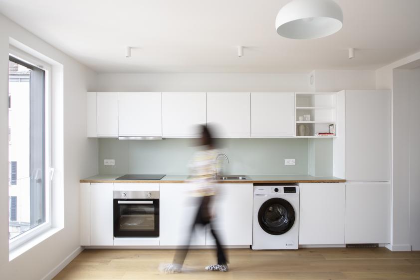 Cuisine, parquet issu de la filière réemploi