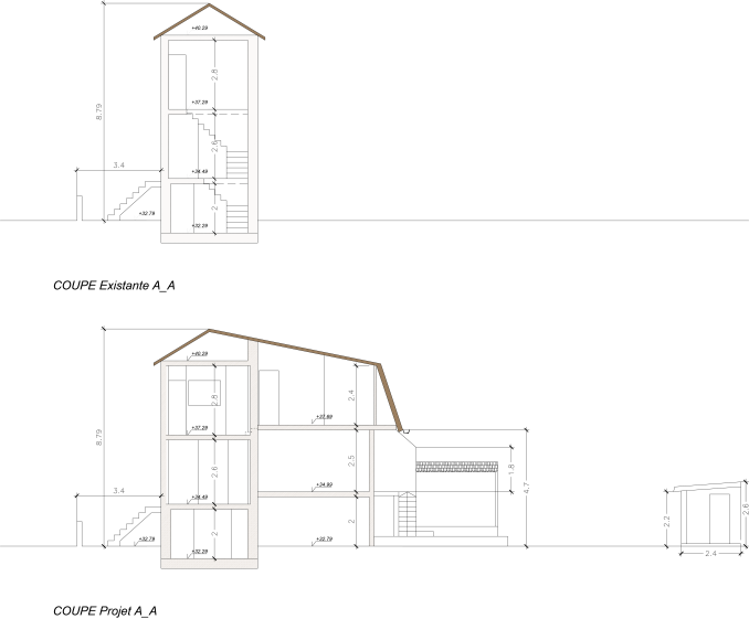Maison avec extension côté jardin à créer.