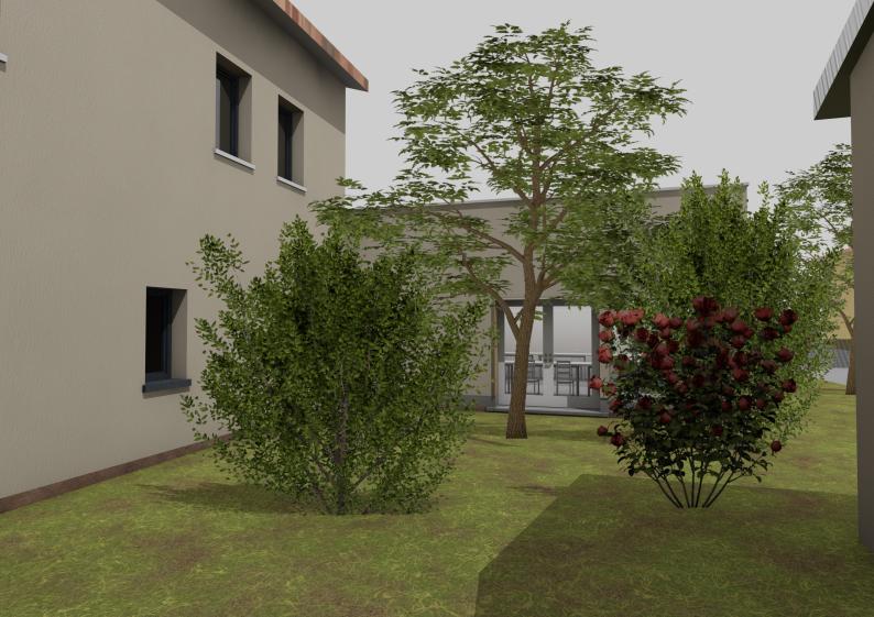 Vue du patio sur extension
