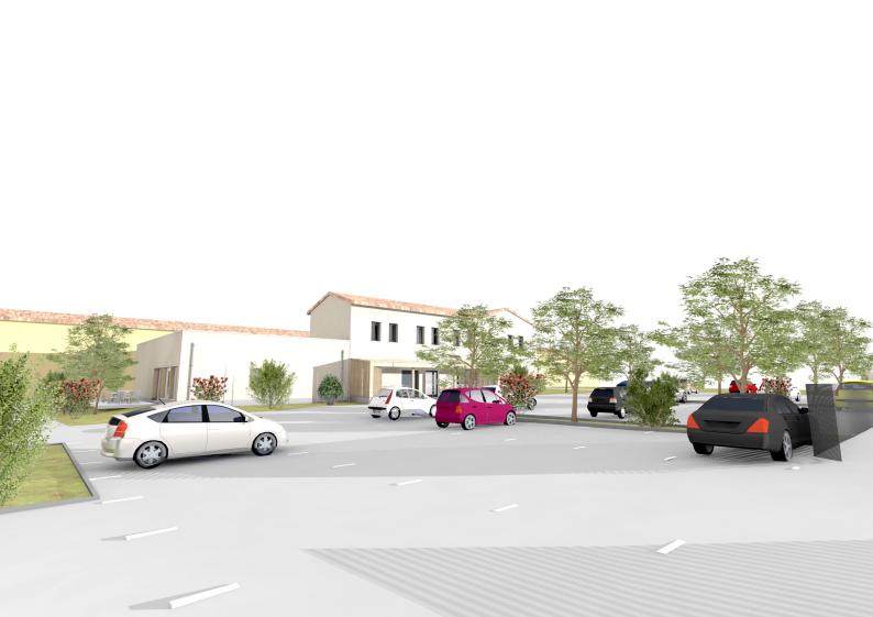 Vue du parking revégétalisé