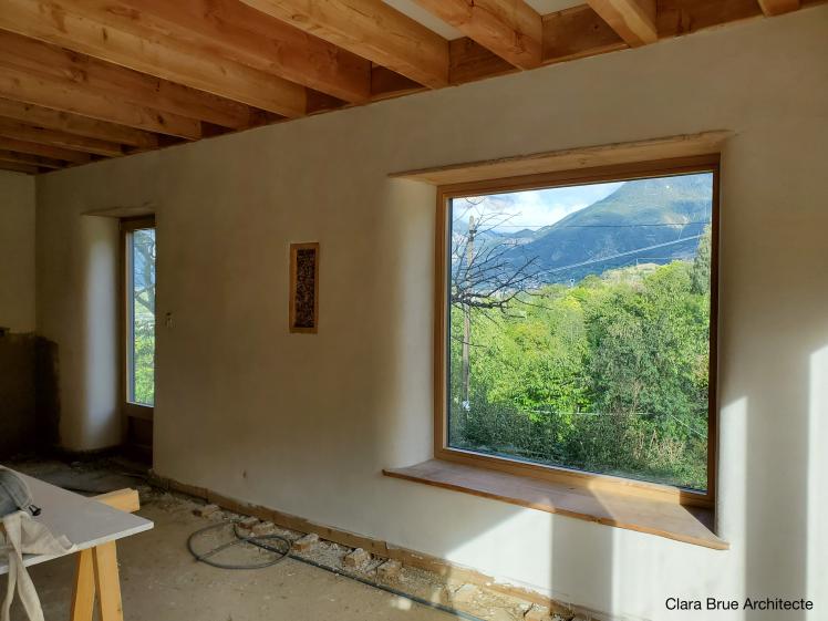 Maison Labonnel - construction bois paille - vue intérieure