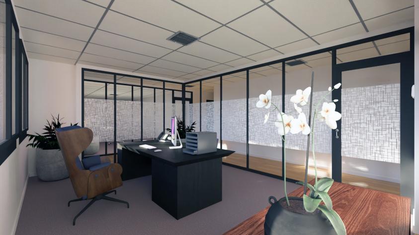 Vue intérieure de principe bureau isolé.
