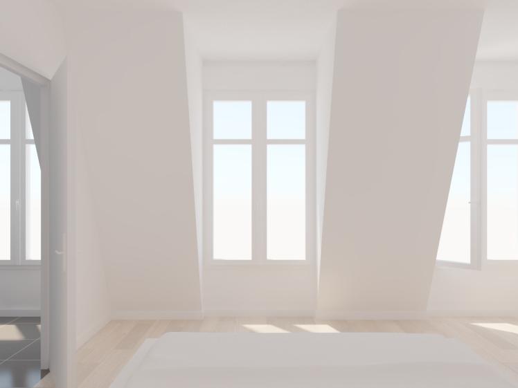 Perspective intérieure frontale Chambre existant