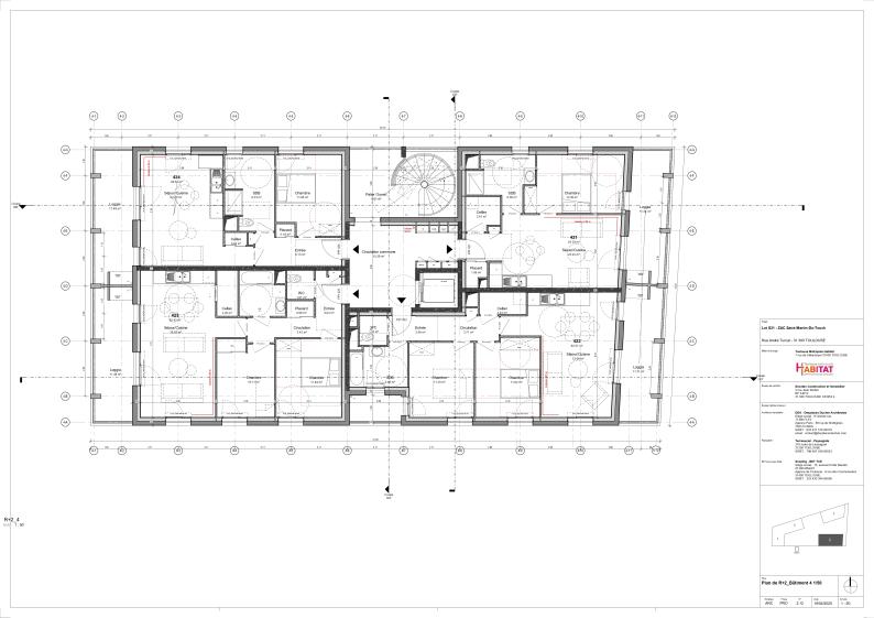 Plan d'étage courant bâtiment 4