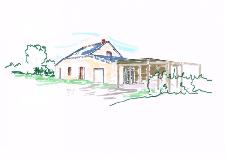 Dessin de conception vue de l'entrée 