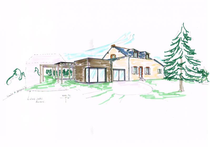 Dessin de conception vue du jardin 