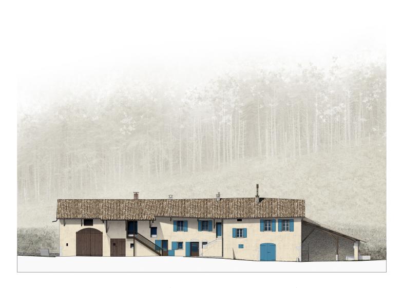 Etat des lieux - Elévation dans la cour de la ferme