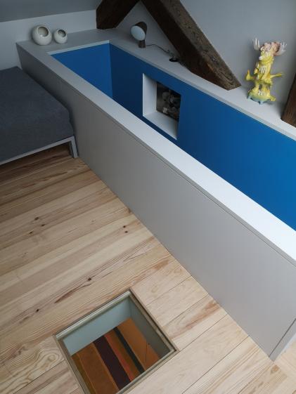 Vue sur le plancher de la mezzanine