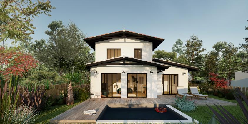 Atelier maxime koscielny architecture - projet RSN Andernos-les-Bains - perspective jardin