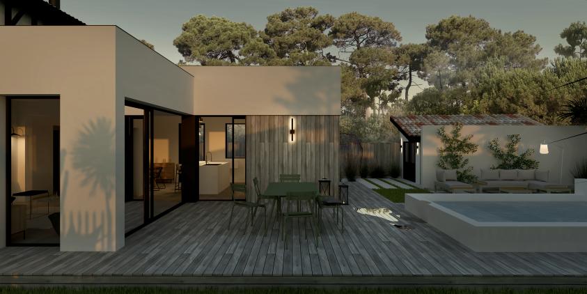 atelier maxime koscielny architecture projet MMZ Andernos-les-Bains - perpective jardin