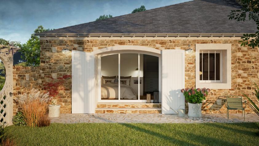 atelier maxime koscielny architecture - projet GDL Guidel - perspective sur jardin