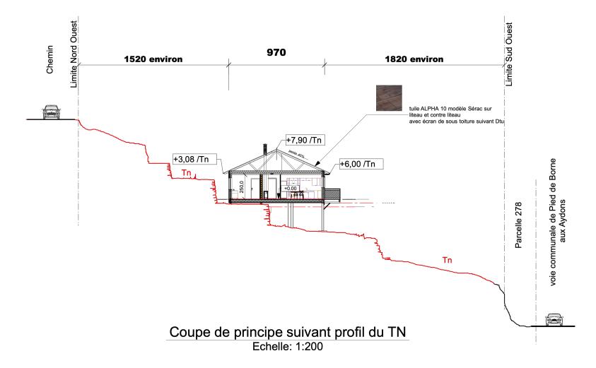 Coupe suivant profil du terrain existant